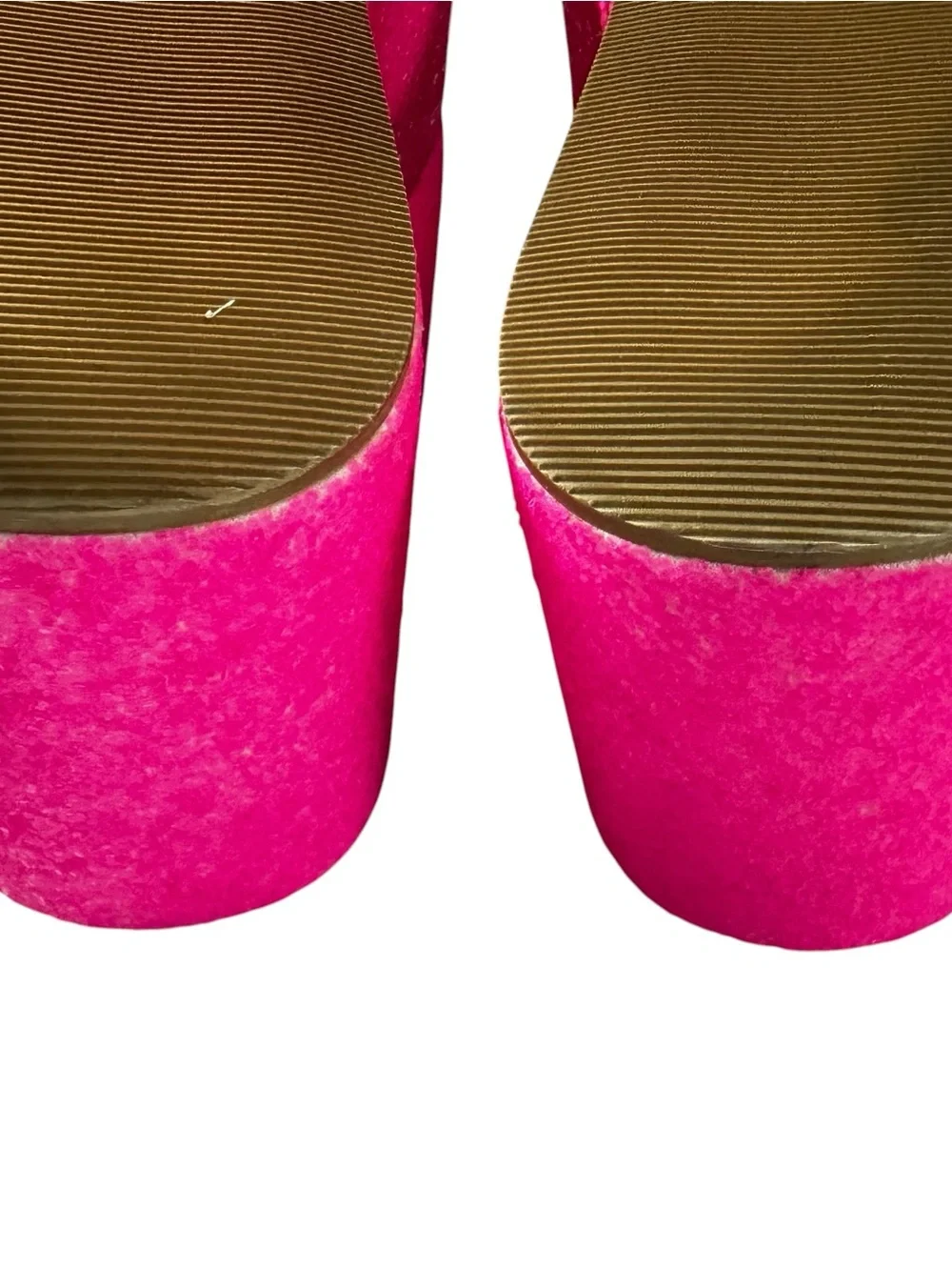 Shane Justin Neon Pink Glitter Platform Statement Summer Sandals Slides Size 42
